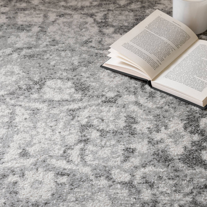 Rug Muse stylized grey light grey ivory 200x290