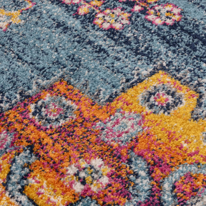 Tappeto Muse stilizzato blu e arancione 80x150 c