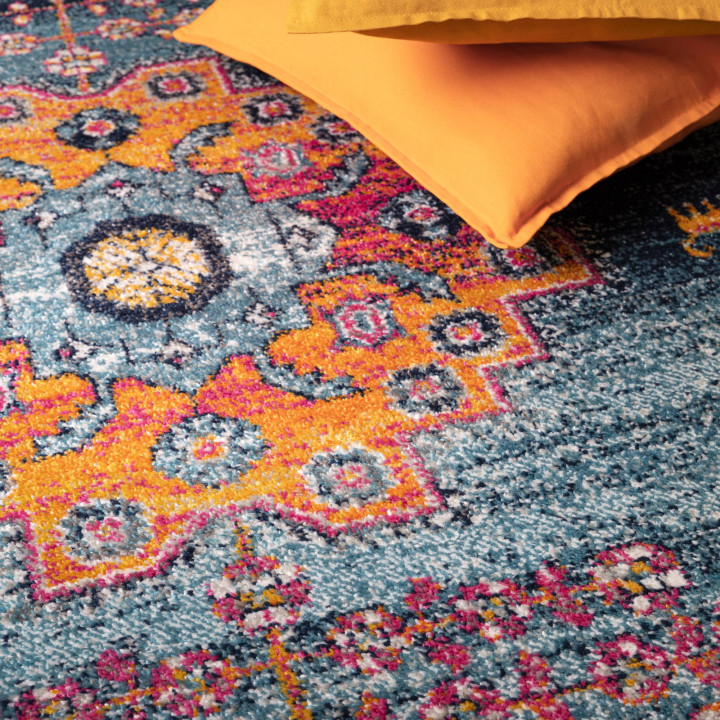 Tappeto Muse stilizzato blu scuro e azzurro 160x