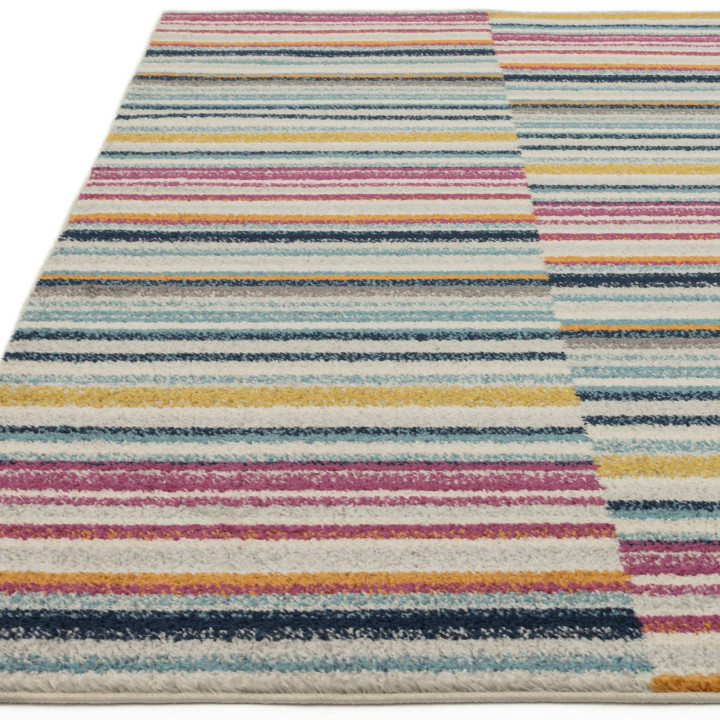 Tappeto Muse geometrico multiblu e giallo corsia
