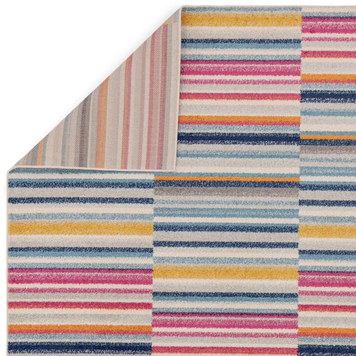 Tappeto Muse geometrico multiblu e giallo corsia