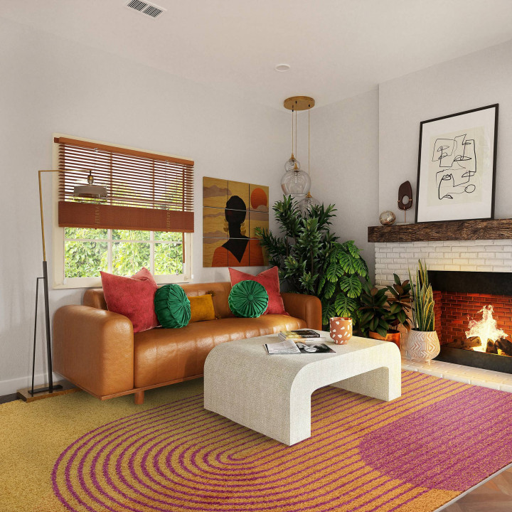 Tappeto Muse geometrico giallo e arancione 80x15
