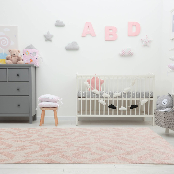 Rug Muse geometric beige pink runner 66x240 cm