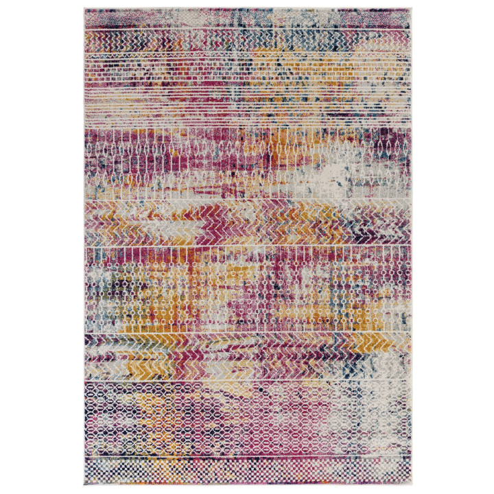 Rug Muse geometric fuchsia golden yellow blue wh