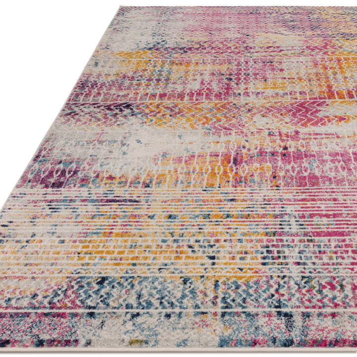 Tappeto Muse geometrico fucsia e giallo oro 200x