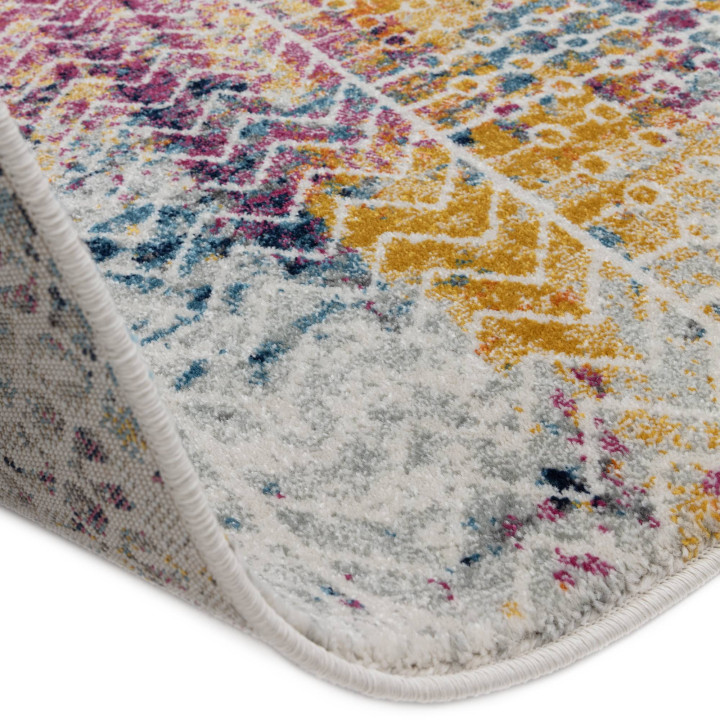 Rug Muse geometric fuchsia golden yellow blue wh