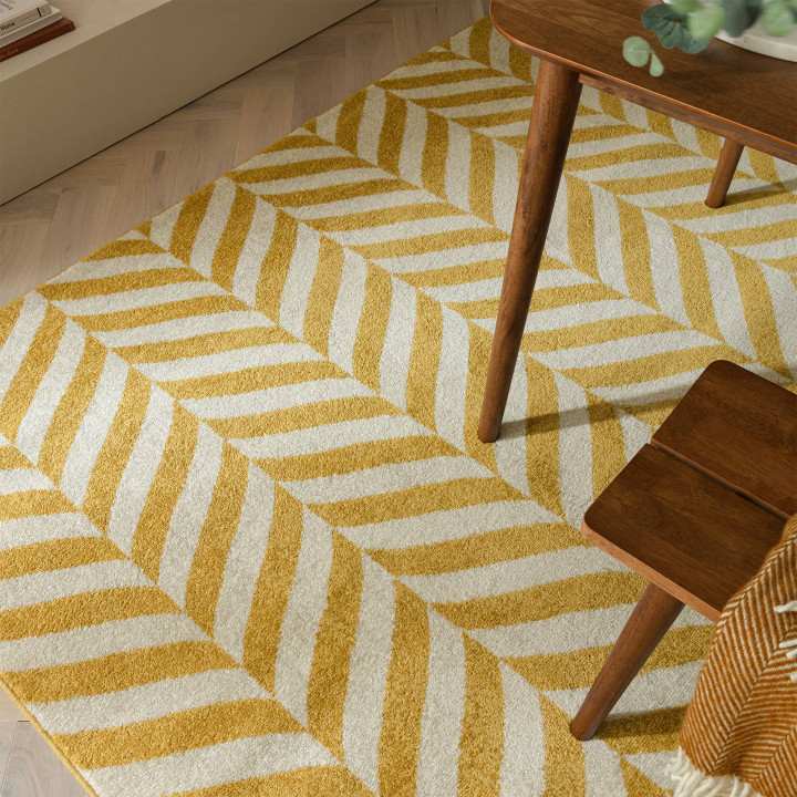 Tappeto Muse geometrico giallo e bianco corsia 6