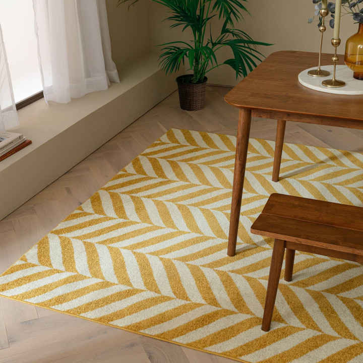 Tappeto Muse geometrico giallo senape e bianco c