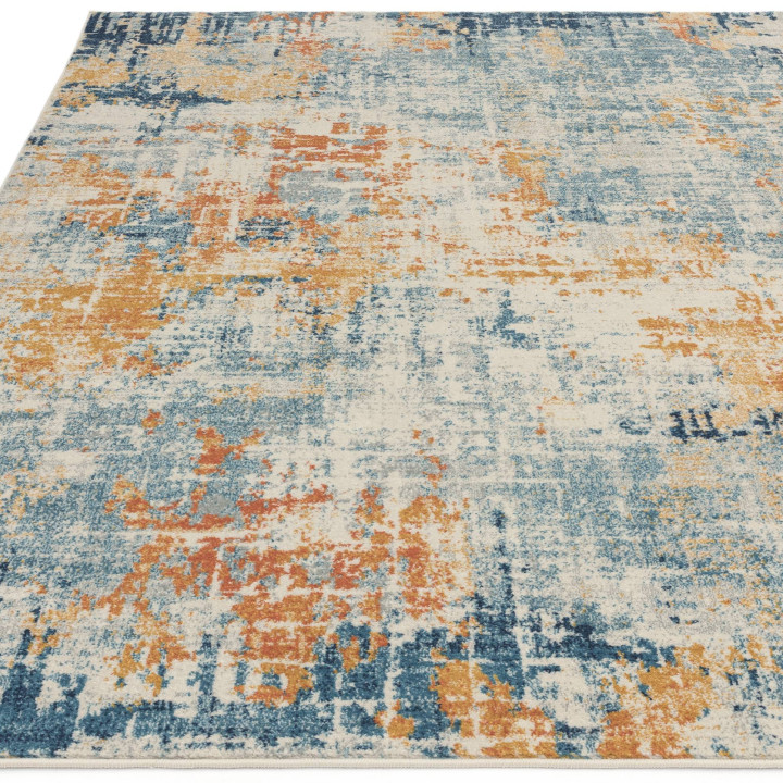 Tappeto Nova astratto blu e arancione 80x150 cm