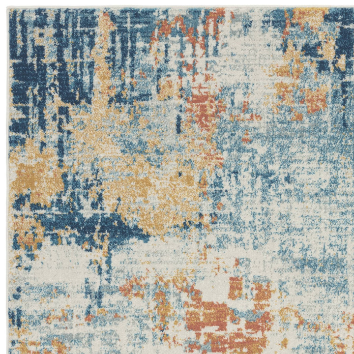 Rug Nova abstract blue orange yellow beige light