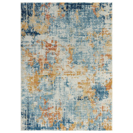 Tappeto Nova astratto blu e arancione 200x290 cm
