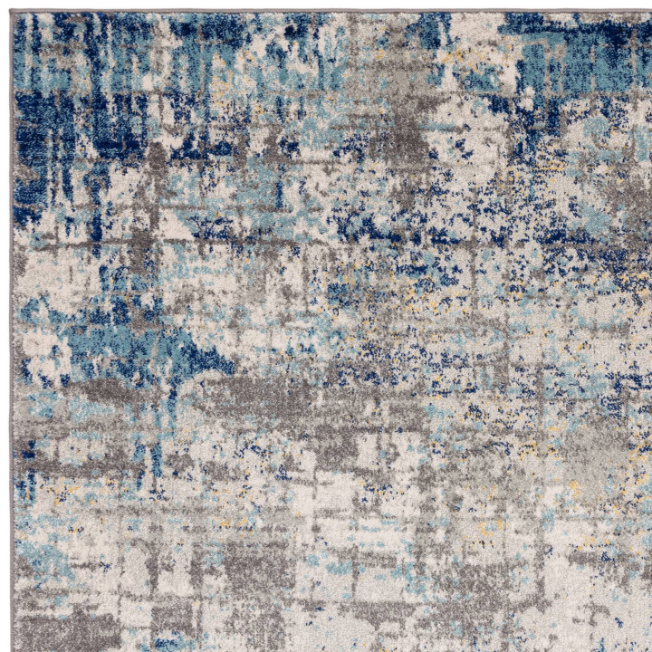 Rug Nova abstract blue grey white yellow 80x150