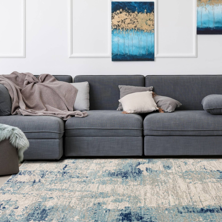 Rug Nova abstract blue light blue light grey whi