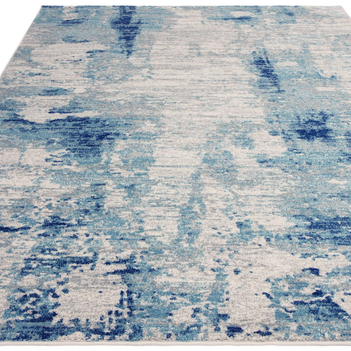Tappeto Nova astratto blu e azzurro 80x150 cm