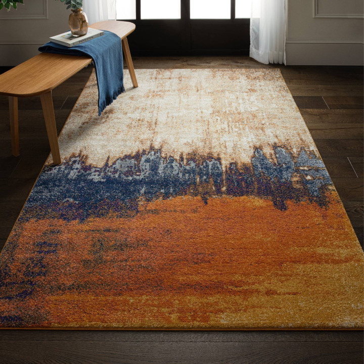 Tappeto Nova astratto giallo oro e ruggine 160x2