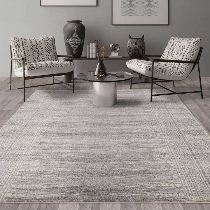 Tappeto Nova stilizzato grigio e argento 200x290