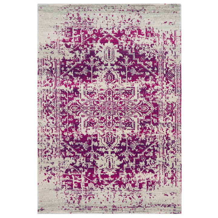 Tappeto Nova medaglione floreale fucsia e bianco