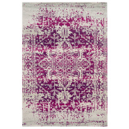 Tappeto Nova medaglione floreale fucsia e bianco