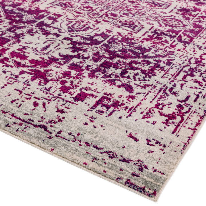 Rug Nova floral with medallion fuchsia white lig