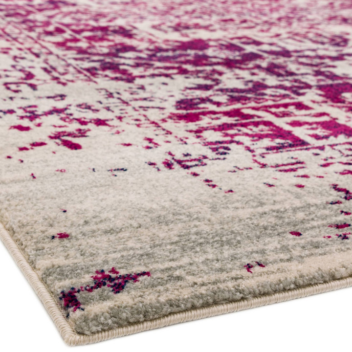 Tappeto Nova medaglione floreale fucsia e bianco