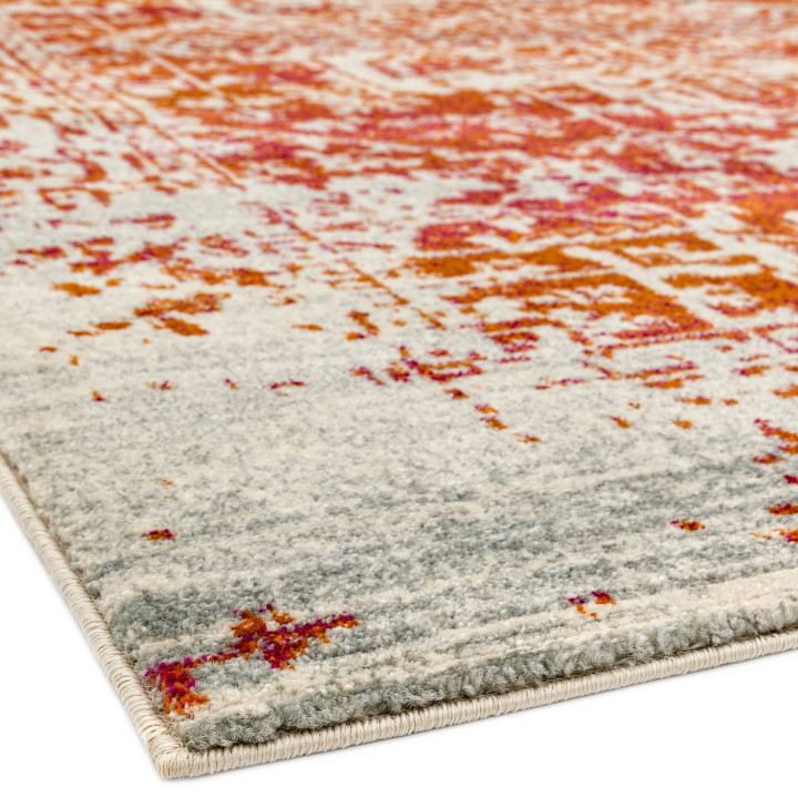 Rug Nova floral with medallion orange white grey