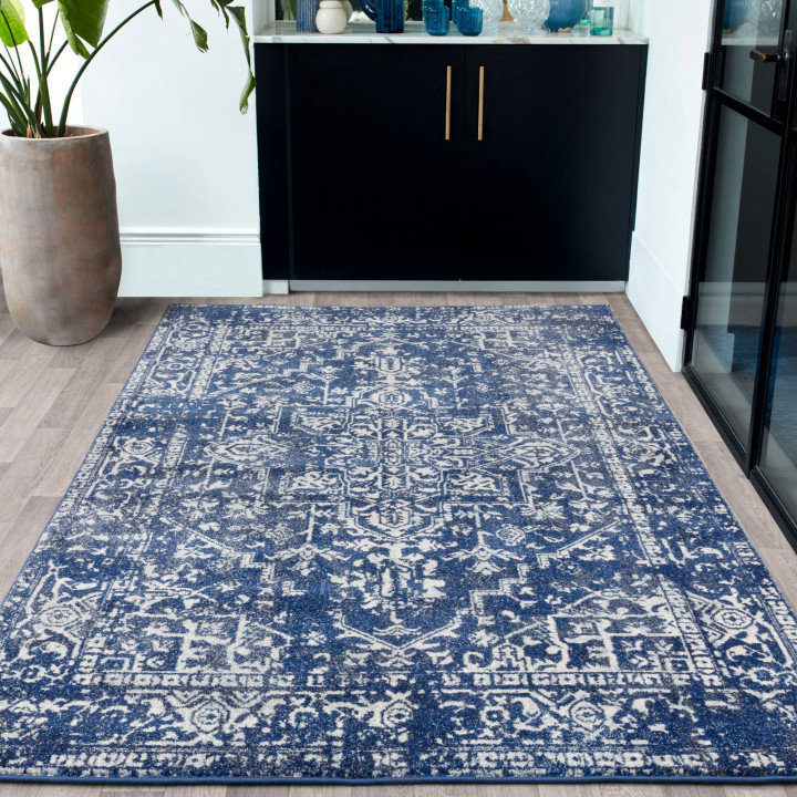 Rug Nova floral with medallion blue light blue w