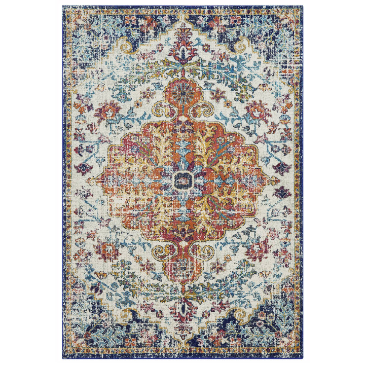 Rug Nova floral with medallion blue orange yello