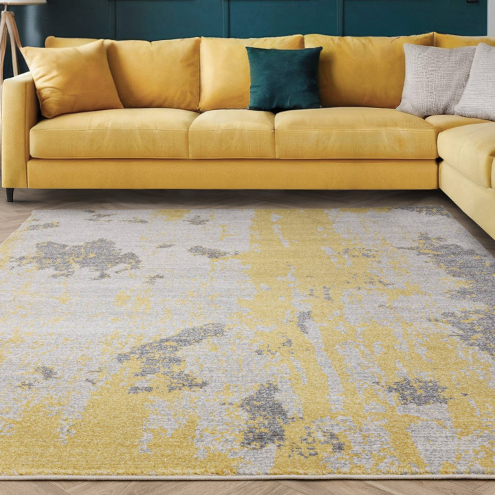 Rug Nova abstract yellow grey white 80x150 cm