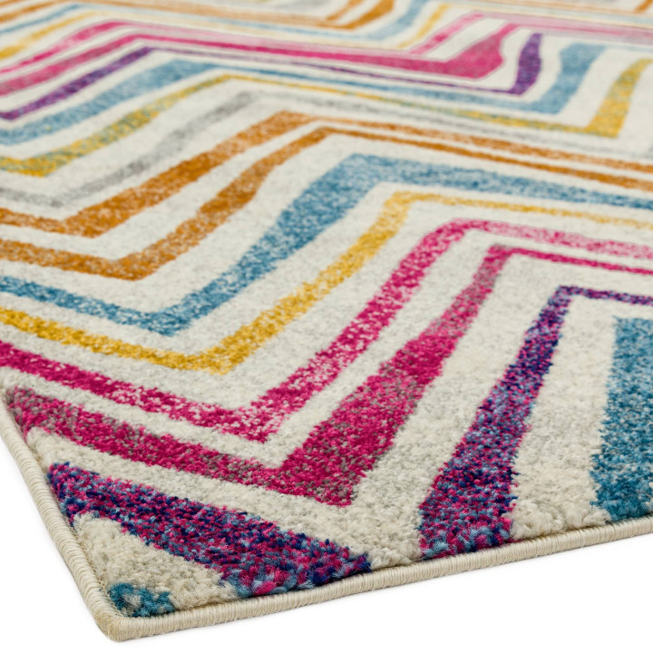 Rug Nova geometric multicolor white blue orange