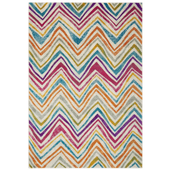 Tappeto Nova geometrico multicolore e fucsia 200