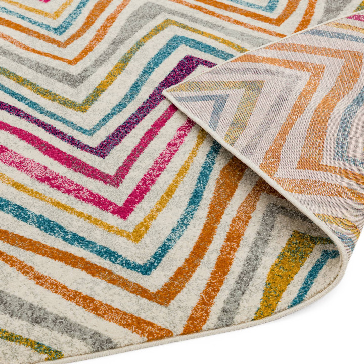 Rug Nova geometric multicolour fuchsia blue oran