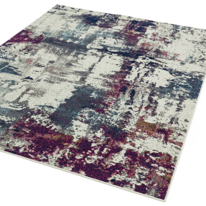Rug Nova abstract white purple blue grey 80x150