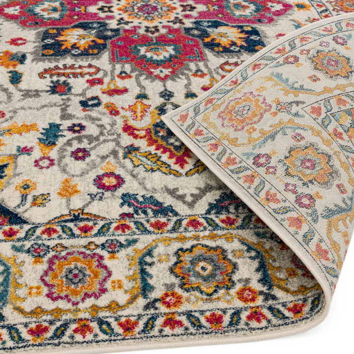 Rug Nova floral with medallion cream fuchsia dar
