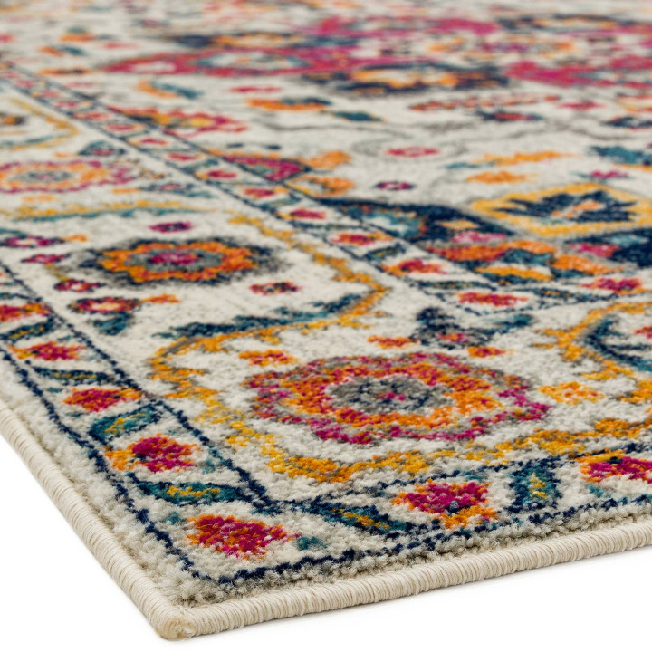 Rug Nova floral with medallion cream fuchsia dar