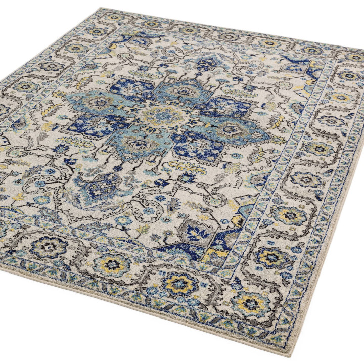Rug Nova floral with medallion blue light blue g
