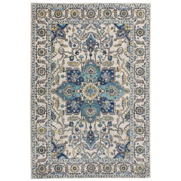Rug Nova floral with medallion blue light blue g