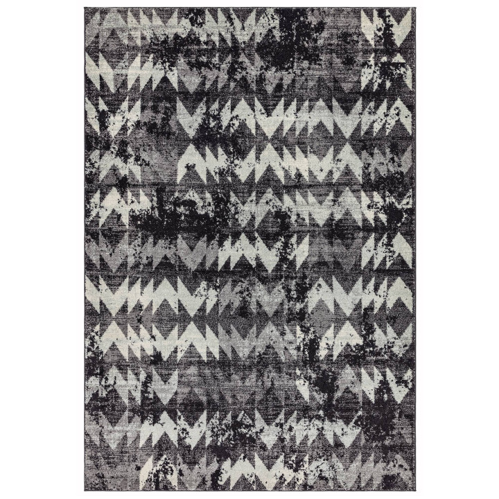 Tappeto Nova geometrico nero e grigio 80x150 cm