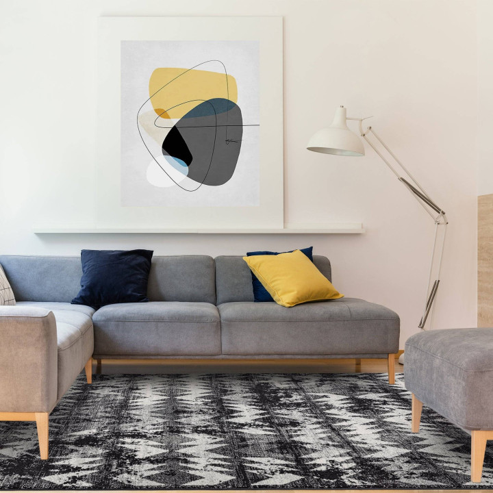 Tappeto Nova geometrico nero e grigio 80x150 cm
