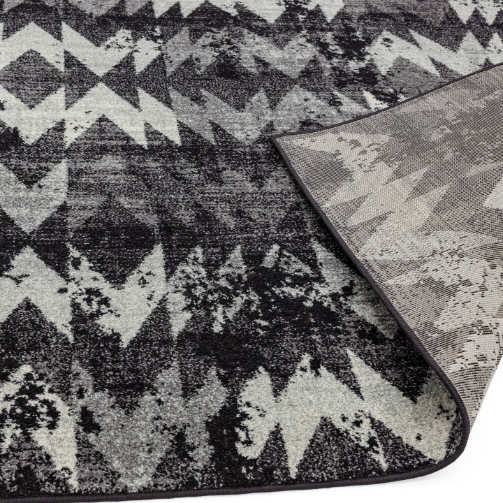 Tappeto Nova geometrico nero e grigio 80x150 cm