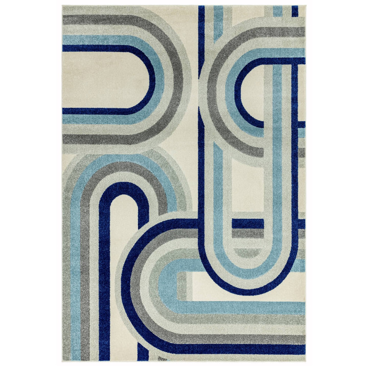 Tappeto Nova geometrico blu e azzurro 120x170 cm