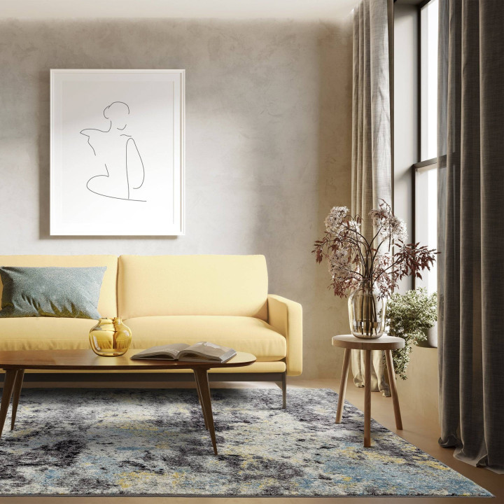 Tappeto Nova astratto grigio e nero 80x150 cm