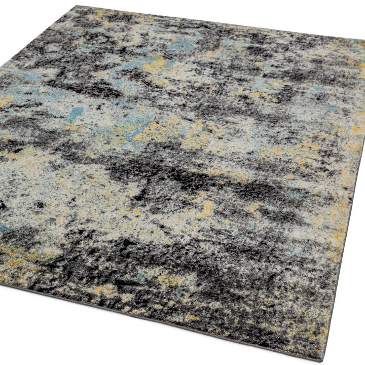 Rug Nova abstract grey beige light blue yellow 1