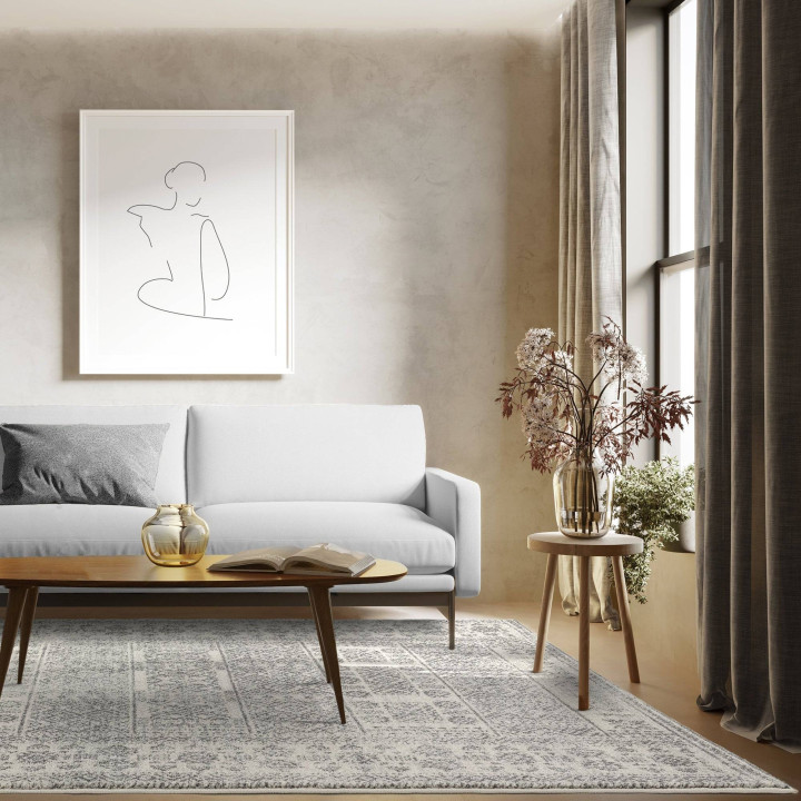 Tappeto Nova geometrico grigio e beige 80x150 cm