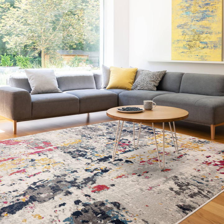 Tappeto Nova astratto grigio e beige 200x290 cm