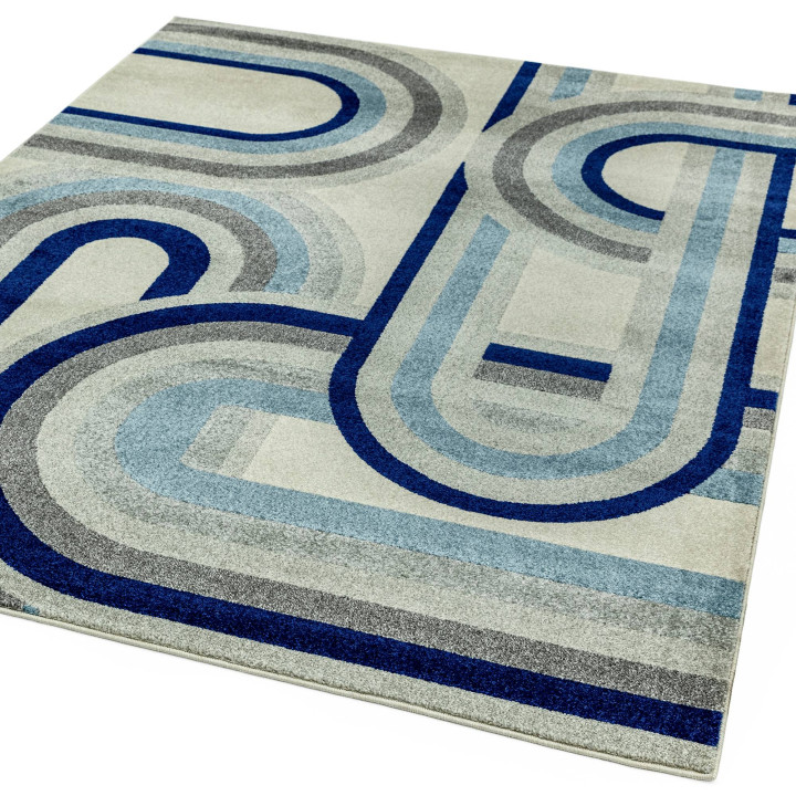 Rug Nova geometric blue light blue grey beige 80