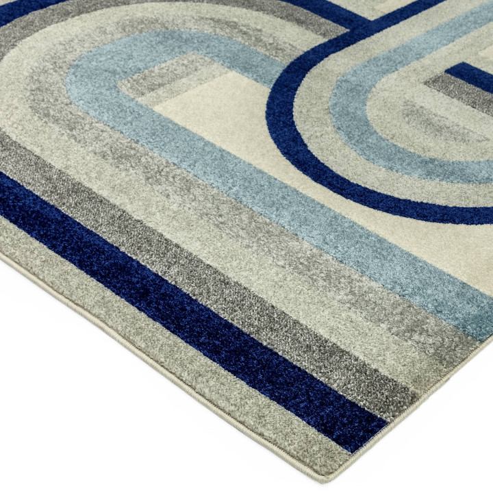 Rug Nova geometric blue light blue grey beige 80