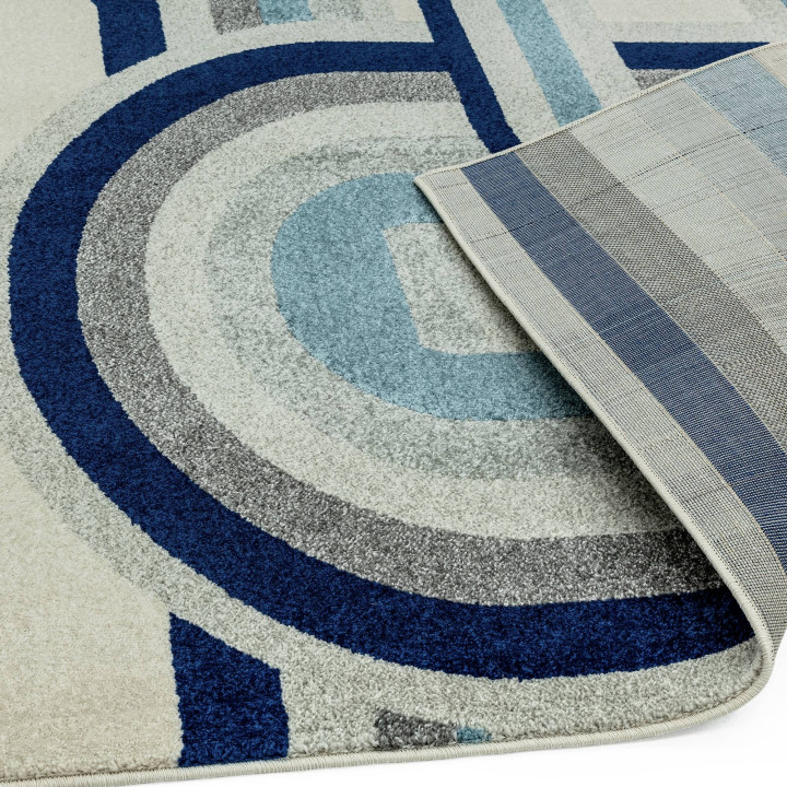 Rug Nova geometric blue light blue grey beige 80