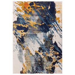Tappeto Nova astratto blu scuro e giallo oro 200