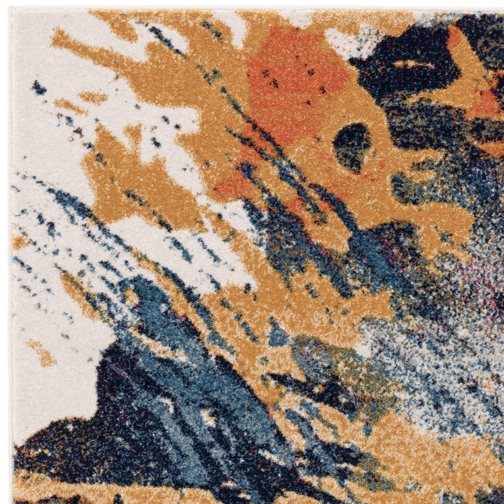 Tappeto Nova astratto blu scuro e giallo oro 200
