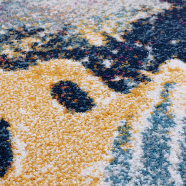 Tappeto Nova astratto blu scuro e giallo oro 200